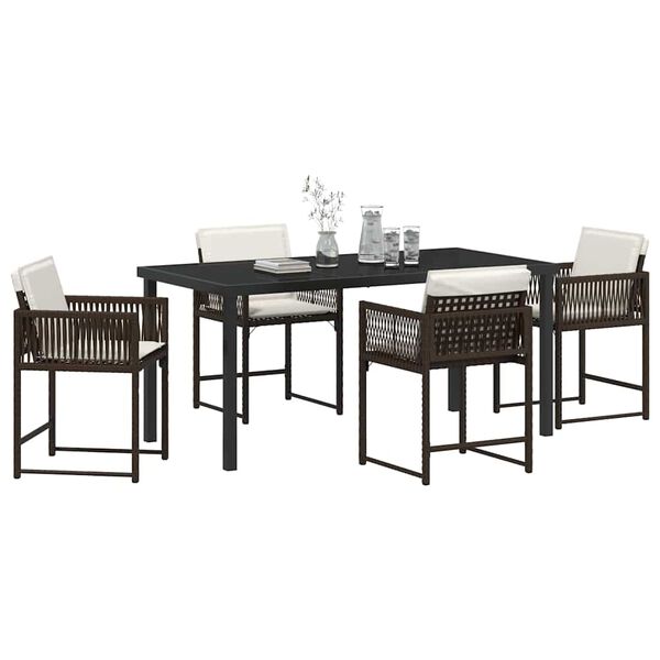 vidaXL Set da Pranzo per Giardino 5 pcs Marrone polyrattan