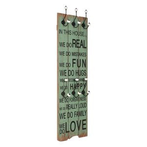 vidaXL Appendiabiti da Parete con 6 Ganci HAPPY LOVE 120x40 cm