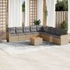 vidaXL Set Divano da Giardino 10 pz con Cuscini Beige Misto Polyrattan