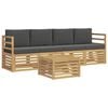 vidaXL Set di divani da esterno 5 pz Bianco e Antracite Poliestere