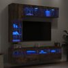 vidaXL Set Mobili TV a Muro 7 pz con Luci LED Rovere Fumo