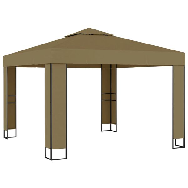 vidaXL Gazebo con Tetto Doppio 3x3x2,7 m Grigio Talpa 180 g/m²