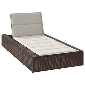 vidaXL Lettino Prendisole con Cuscino Galleggiante Marrone Polyrattan
