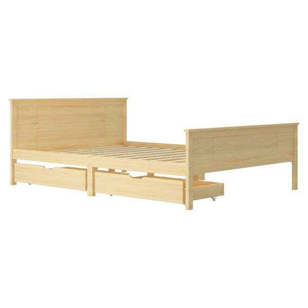 vidaXL Giroletto con 2 Cassetti in Legno Massello di Pino 160x200 cm