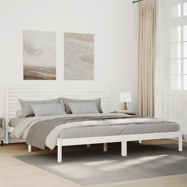vidaXL Giroletto Extra Lungo senza Materasso Bianco 200x210cm Massello