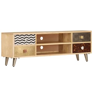 vidaXL Mobile Porta TV 120x30x40 cm in Legno Massello di Mango