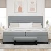 vidaXL Letto a molle con materasso Grigio chiaro 200 x 200 cm Tessuto