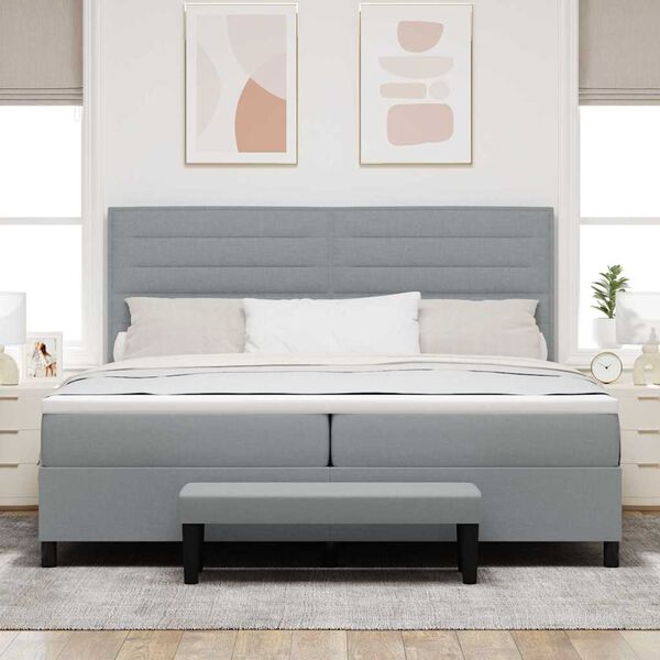 vidaXL Letto a molle con materasso Grigio chiaro 200 x 200 cm Tessuto