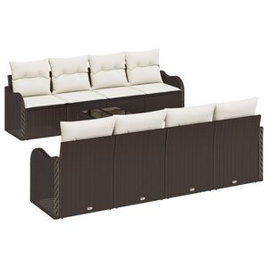 vidaXL Set Divano da Giardino 9 pcs Marrone 55 x 55 x 37 cm