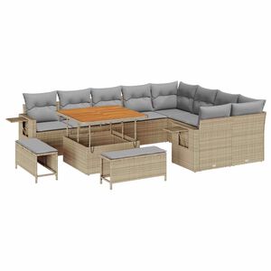 vidaXL Set Divano da Giardino 12 pcs Beige polyrattan