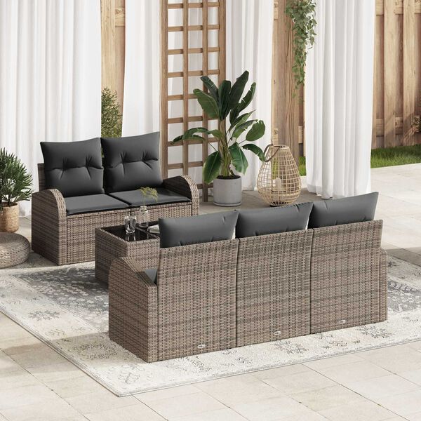 vidaXL Set Divano da Giardino Grigio 55 x 55 x 37 cm polyrattan