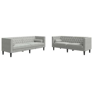 vidaXL Divano per Soggiorno 2 pcs Grigio chiaro 194 x 74,5 x 70,5 cm