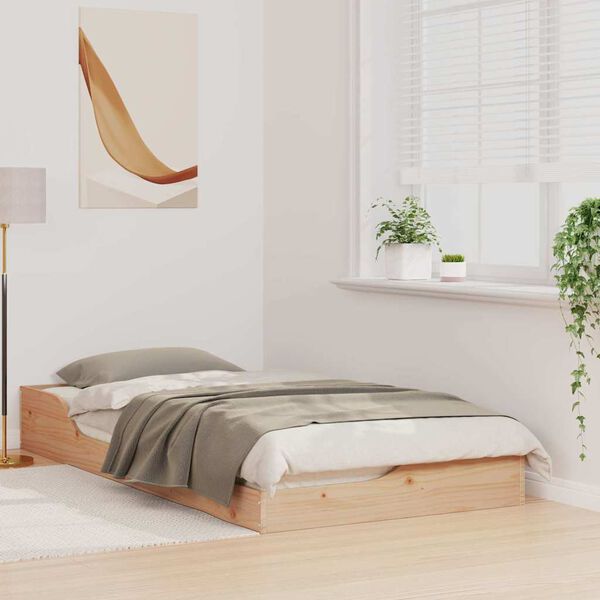 vidaXL Struttura del letto Marrone 75 x 190 cm Pino massello