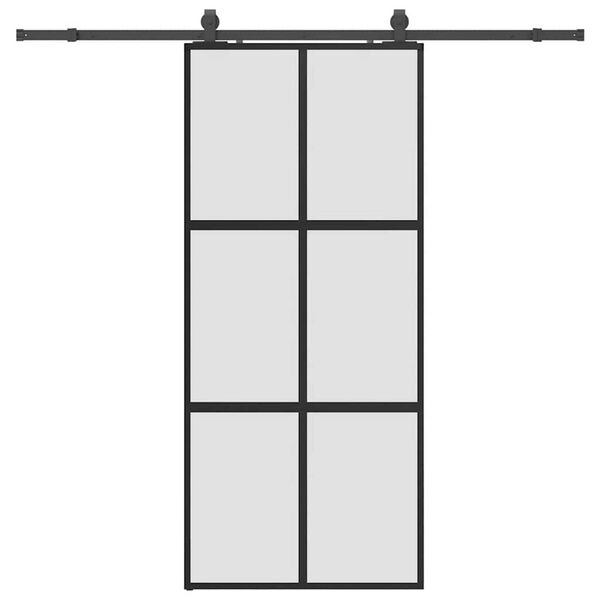 vidaXL Porta Scorrevole Set Ferramenta Nera 90x205 cm Vetro Temperato