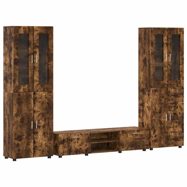 vidaXL Set mobile TV con cassetto FLORIN Rovere fum&eacute; Legno multistrato