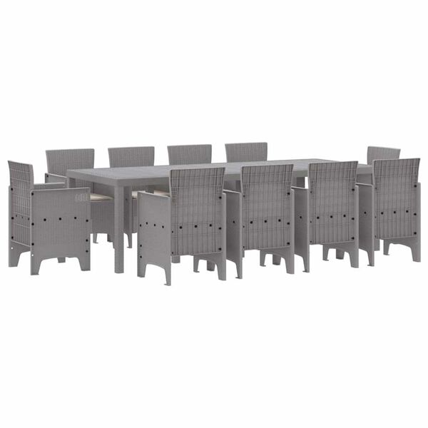 vidaXL Set da Pranzo per Giardino 11 pcs Grigio chiaro Rattan Polt