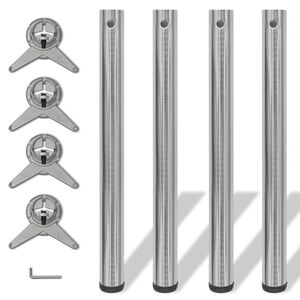 vidaXL Set Gambe Tavolo 4 pz in Nickel Spazzolato Regolabili 710 mm