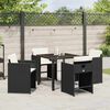 vidaXL Set da Pranzo per Giardino con cuscino 5 pcs Nero polyrattan