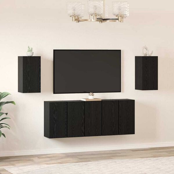 vidaXL Set mobile TV 7 pcs Rovere Nero 30,5 x 30 x 60 cm