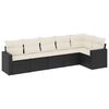 vidaXL Set Divano da Giardino 6 pz con Cuscini Nero in Polyrattan