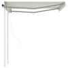 vidaXL Tenda da Sole Retrattile Automatica con Pali 3x2,5 m Crema