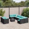 vidaXL Set Divani da Giardino 10pz con Cuscini in Polyrattan Nero