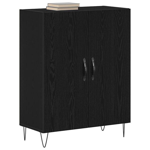 vidaXL Credenza Rovere Nero 69,5 x 34 x 90 cm Legno multistrato