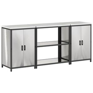 vidaXL Set di Stoccaggio per Cucina HATTEM 3 pz Argento Acciaio Inox
