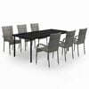 vidaXL Set da Pranzo per Giardino 7 pz con Cuscini Grigio e Nero