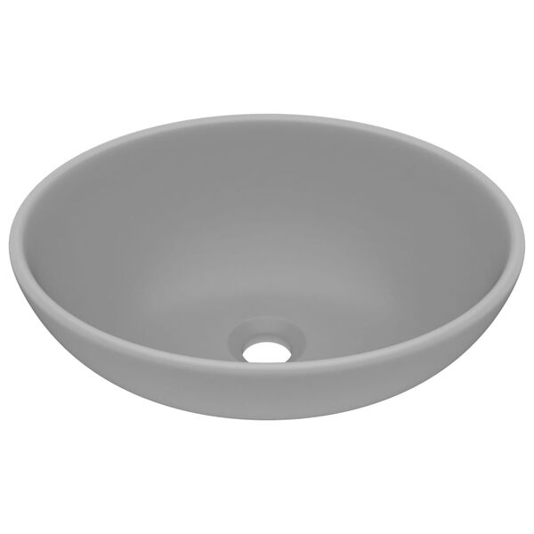 vidaXL Lavandino Lusso Ovale Grigio Chiaro Opaco 40x33 cm in Ceramica