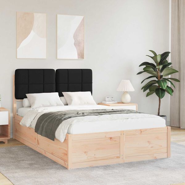 vidaXL Letto con Testiera Rivestita Nero 120 x 200 cm Pino massello