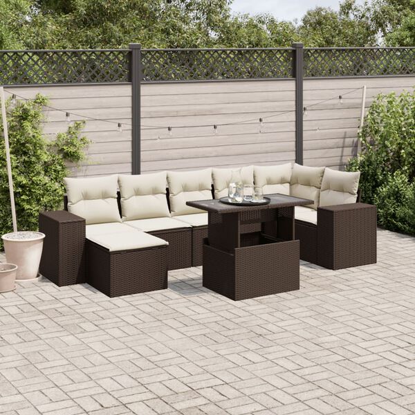 vidaXL Set Divani da Giardino 8 pz con Cuscini Marrone in Polyrattan