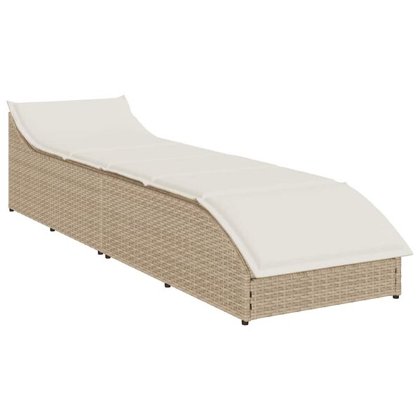 vidaXL Lettino Prendisole Pieghevole con Cuscino e Portaoggetti Beige