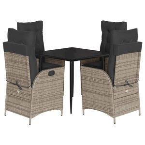 vidaXL Set da Pranzo da Giardino 5 pz con Cuscini in Polyrattan Grigio