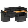 vidaXL Set Divano da Giardino 6 pz con Cuscini Nero in Polyrattan
