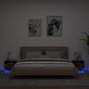 vidaXL Comodini con Luci LED 2pz Rovere Fumo 40x39x37 cm