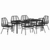 vidaXL Set da Pranzo per Giardino 7 pcs Nero polyrattan