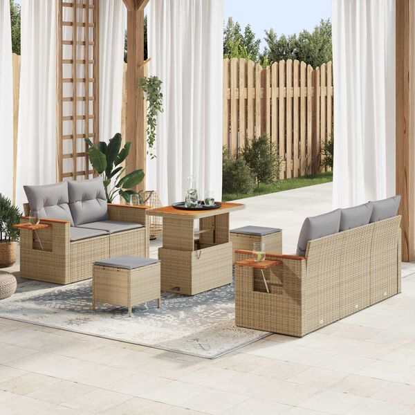 vidaXL Set Divano da Giardino con cuscino 8 pcs Beige e Grigio Chiaro