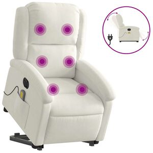 vidaXL Poltrona Alzapersona Massaggiante Elettrica Crema Velluto