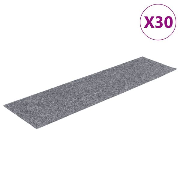 vidaXL Tappetini per scale autoadesivi 30 pz 76x20 cm Grigio chiaro Rettangolari