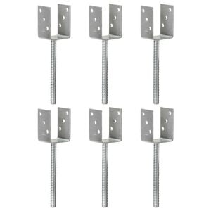 vidaXL Picchetti per Recinzione 6 pz Argento 7x6x30 cm Acciaio Zincato