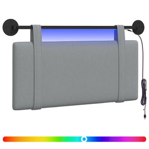 vidaXL Testiera sospesa Con luce LED Grigio Chiaro Tessuto