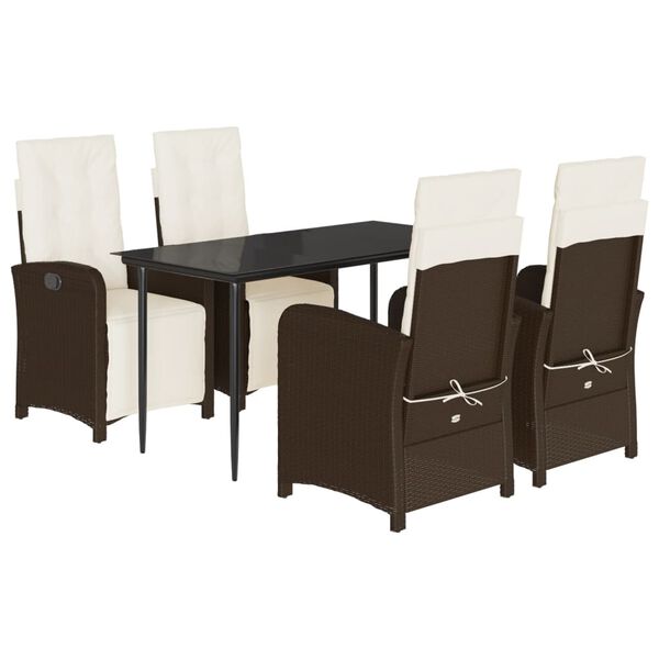 vidaXL Set da Pranzo da Giardino 5pz con Cuscini in Polyrattan Marrone