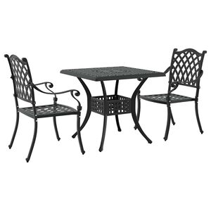 vidaXL Set di Tavolo da Giardino 3 pcs Nero Alluminio pressofuso