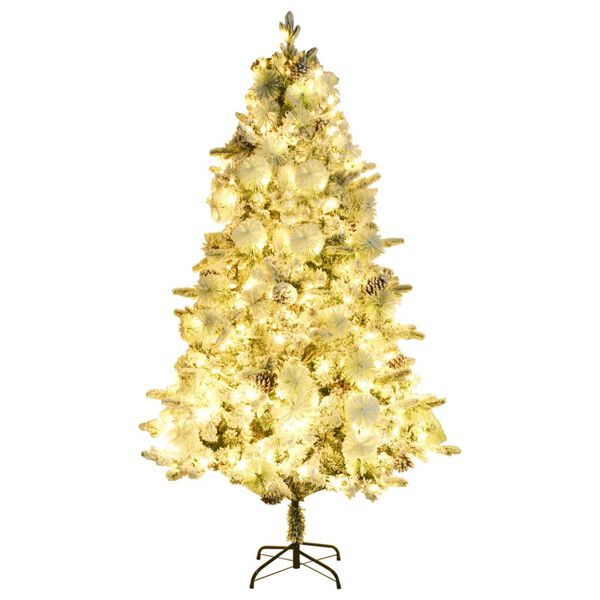 vidaXL Albero di Natale Innevato Preilluminato Pigne 225cm in PVC e PE