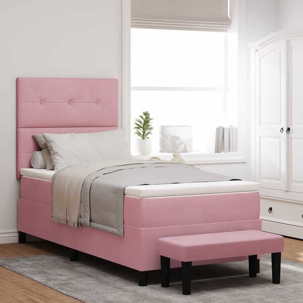 vidaXL Letto a molle con materasso Rosa 80 x 200 cm Velluto