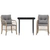 vidaXL Set da Bistr&ograve; 3 pz con Cuscini Beige Misto in Polyrattan
