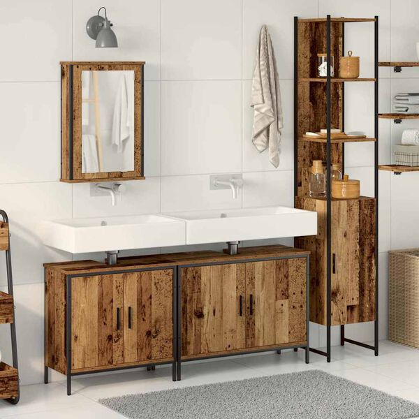 vidaXL Set di mobili per il bagno 4 pcs Marrone Legno multistrato
