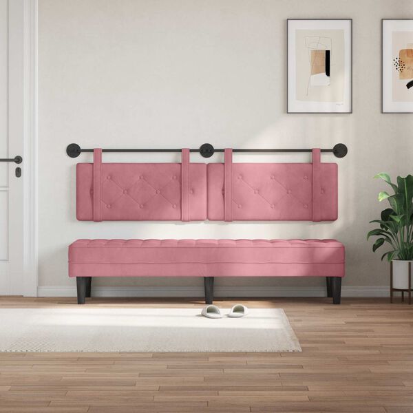 vidaXL Testata appesa Montaggio a parete Rosa 190 x 55 x 5 cm Velluto