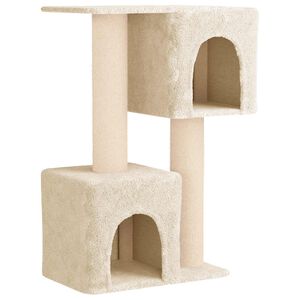 vidaXL Albero per gatti con pali per graffiare in sisal Crema 114 cm